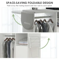 HOMCOM Rolling Ironing Board Cabinet, Foldable Ironing Station with Storage, Wheels for Home, Laundry Room, White(m-5)