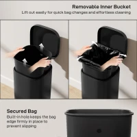 HOMCOM 30L Kitchen Bin, Compact Pedal Bin with Soft-Close and Stay-Open Lid, Removable Bucket for Kitchen, Home, Office, Black(m-6)