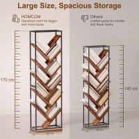 HOMCOM 10 Shelf Industrial-Style Bookshelf - Black/Brown(m-6)