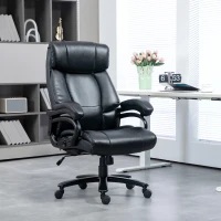 Vinsetto Fauteuil de bureau massant avec fonction de chauffage 2 points de massage par vibration revêtement synthétique noir(m-10)