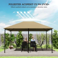 Outsunny Acoperiș de Schimb pentru Foișor 4x3 m Anti UV din Poliester cu Deschidere pentru Ventilație, Cachi(m-4)