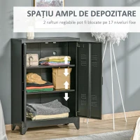 HOMCOM Dulapior Multifunctional cu 2 Usi Stil Industrial, Dulapior Metalic pentru Casa si Garaj - Gri(m-4)
