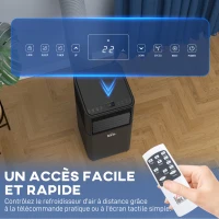 HOMCOM Ar condicionado portátil 7000 BTU com controle remoto, temporizador 24H, até 26 m², classe energética A, preto(m-5)
