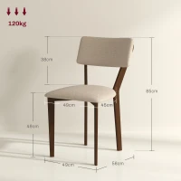 HOMCOM Conjunto de 2 cadeiras de jantar cadeiras de cozinha com encosto pés em madeira tecido com aspeto de linho 49 x 56 x 85 cm bege(m-3)