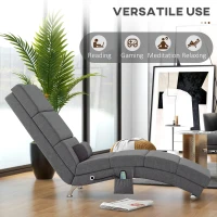 HOMCOM Fotel masujący z funkcją relaksu, leżak z 8 punktami wibracyjnymi, 5 trybów, wymiary 56 x 168 x 84 cm, Ciemnoszary(m-6)