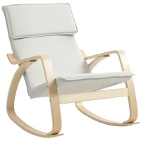 HOMCOM Comfortable Relax Rocking Chair, Upholstered Lounge Chair Recliner with High Back and Headrest for Living Room, Bedroom, Cream White(m-10)