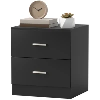 HOMCOM Modern Bedside Table, Beside Cabinet with 2 Drawers, for Bedroom, Living Room, Black(m-11)