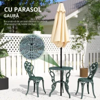 Outsunny Set Elegant de Grădină 2 Persoane, 2 Scaune si Masă Rotundă în Stil Neo-Retro, verde(m-5)