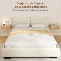 HOMCOM Conjunto de 2 Mesas de Cabeceira Flutuantes com Gaveta de Vime Poupa Espaço Design Moderno 40x30x15 cm Carvalho(m-4)