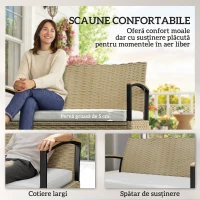 Outsunny Bancă cu Spațiu de Depozitare 125L cu Pernă, Cadru Metalic, 123x70x82 cm, Bej(m-5)