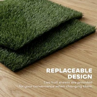 PawHut Toilette per cani con 2 tappeti in erba sintetica lavabili, 76x50,5 cm, Nero e Verde(m-5)