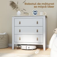 HOMCOM Comodă pentru dormitor cu 3 sertare și mânere din piele sintetică, 80x40x78,5 cm, albă(m-8)