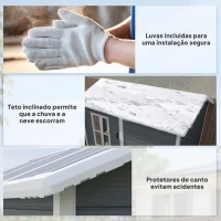 Outsunny Abrigo de Jardim Exterior 2,1 m² 131x186x198 cm Abrigo de Jardim Exterior com Piso Janela Porta com Fechadura Cinzento(m-7)