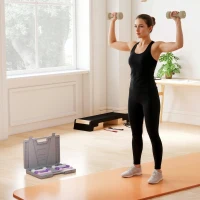 HOMCOM Hantelset 4 Paar 0,5kg-10kg Hanteln mit Koffer, Hantel-Set aus Gusseisen, Hexagon(m-9)