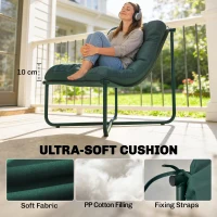 Outsunny Fotel Ogrodowy z Poduszką Oddychający Sling-Siedzisko Stalowa Rama na Taras i Ogród 76 x 92 x 76 cm Ciemnozielony(m-5)
