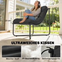 Outsunny Lounge Sessel Outdoor Ergonomischer Gartensessel mit hautfreundlich Kissen Breiter Sitz Stahlrahmen Dunkelgrau(m-5)