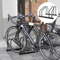 SPORTNOW Râtelier 2 vélos range-vélos support rangement vélo à pneu 61 mm dim. 50L x 34l x 27,5H cm acier noir(m-10)