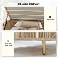 Outsunny Rattanowa Leżanka Ogrodowa, 5-stopniowa regulacja, poduszka w zestawie(m-7)