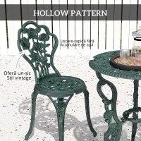 Outsunny Set Elegant de Grădină 2 Persoane, 2 Scaune si Masă Rotundă în Stil Neo-Retro, verde(m-6)