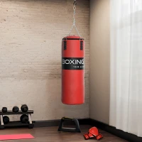 SPORTNOW Sac de frappe suspendu adulte poing 20kg avec chaîne en Acier à 4 Points et mousquetons, gants inclus(m-10)