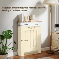 HOMCOM Masca pentru calorifer cu șipci, sistem anti-răsturnare și sertar, din lemn, 78x19x97 cm, alb(m-7)