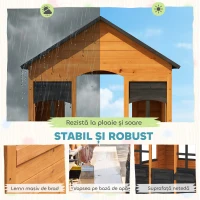 AIYAPLAY Căsuță din Lemn Copii cu Jardiniere, pentru Joacă Exterior/Interior, Vârsta 3-8, Maro(m-4)