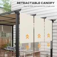 Outsunny Markiza przeciwsłoneczna, pergola, odporna na warunki atmosferyczne, w zestawie materiały montażowe, 3 x 3,5 m, beżowy(m-4)