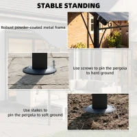 Outsunny Pergola przylegająca z metalową ramą i wodoodpornym dachem, montowana na ścianie, odporna na warunki pogodowe, 2,86 x 3,84 x 2,52 m, szara(m-7)