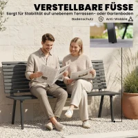Outsunny Gartenbank 3-Sitzer wetterfest Metall Outdoor Sitzbank mit breitem Sitz Lamellendesign, bis 240 kg 154 x 68 x 88 cm(m-7)