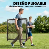 SPORTNOW Red de Rebote Plegable Reboteador de Fútbol Ángulo Ajustable de 5 Niveles con Tubo de Acero 120x73x112 cm Negro(m-6)