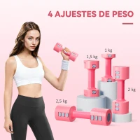 SPORTNOW Conjunto de Halteres Ajustáveis 4 em 1 1/1,5/2/2,5 kg com Pegas Antideslizantes e Design Quadrado Azul(m-4)