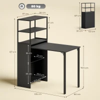 HOMCOM Folding Shelf and Work Table - Black(m-3)