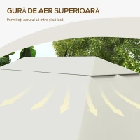 Acoperiș de Schimb pentru Foișor 3x4 m pentru Outsunny 84C-116, Crem(m-5)