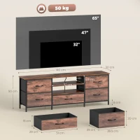 HOMCOM Multi-Storage Industrial TV Stand - Brown/Grey/Black(m-3)