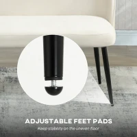 HOMCOM Sofa 2-osobowa, nowoczesna tapicerowana kanapa z ramą z metalu i drewna, obicie z aksamitnego materiału, Beżowa(m-6)