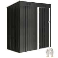 Outsunny Abrigo de Jardim Exterior 1,37 m² 163x90x179 cm com Porta com Fechadura e Grelhas de Ventilação Cinzento Escuro(m-10)