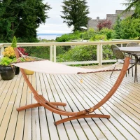 Outsunny Hamac avec support bois hamac sur pied extérieur 4 cordes de sécurité charge 120 kg bois naturel et blanc(m-10)