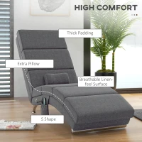 HOMCOM Fotel masujący z funkcją relaksu, leżak z 8 punktami wibracyjnymi, 5 trybów, wymiary 56 x 168 x 84 cm, Ciemnoszary(m-5)
