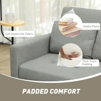 HOMCOM Loveseat Sofa Bed, Convertible Bed Settee with 2 Pillows, Side Pockets, Light Grey(m-6)