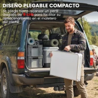 Outsunny Mesa de Cocina de Camping Plegable con Armario de Tela Oxford Marco de Aluminio para Picnic 120x47x70 cm Plateado(m-7)