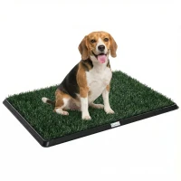 PawHut Toaletă pentru câini 76 x 50,5 cm cu 2 gazonuri artificiale lavabile, toaletă pentru căței pentru câini, pentru balcon și acasă Negru+Verde(m-7)