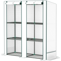 Outsunny Serre de jardin avec étagères métalliques à 3 niveaux serre de balcon couverture PE toit incliné 144 x 48 x 152 cm blanc