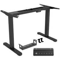 HOMCOM Electric Standing Desk Frame, Height Adjustable Sit Stand Desk Frame with Dual Motors, Memory Smart Panel and Collision Protection, Easy Assembly, Black(m-10)