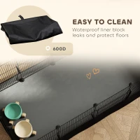 PawHut Zagroda dla małych zwierząt z panelami podłogowymi, wybieg z 12 panelami, wodoodporna mata, 120x60x40 cm, czarny(m-4)