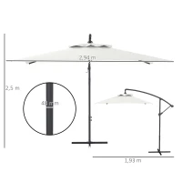 Outsunny Guarda-sol descentrado guarda-sol retangular exterior com manivela e 6 varetas em aço proteção UV 294 x 193 x 250 cm(m-3)