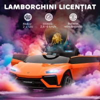 AIYAPLAY Mașinuță electrică pentru copii cu licență Lamborghini, claxon și telecomandă, 101,5x49x43 cm, portocaliu(m-4)