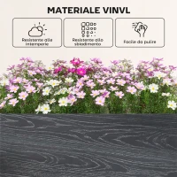 Outsunny Fioriera da Esterno in Vinile con Fondo Aperto e Design a Incastro, 102x102x33 cm, Grigio Scuro(m-5)