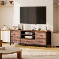 HOMCOM Multi-Storage Industrial TV Stand - Brown/Grey/Black(m-8)