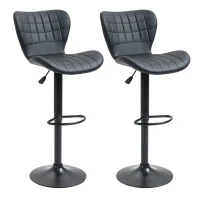 HOMCOM Set 2 scaune bar design retro 47 cm x 51,5 cm x 89-109 cm negru(m-6)