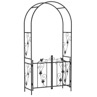 Outsunny Arco de Jardim em Aço Arco para Roseiras com Porta Dupla para Decoração de Cerimónia 107x45x217 cm Preto